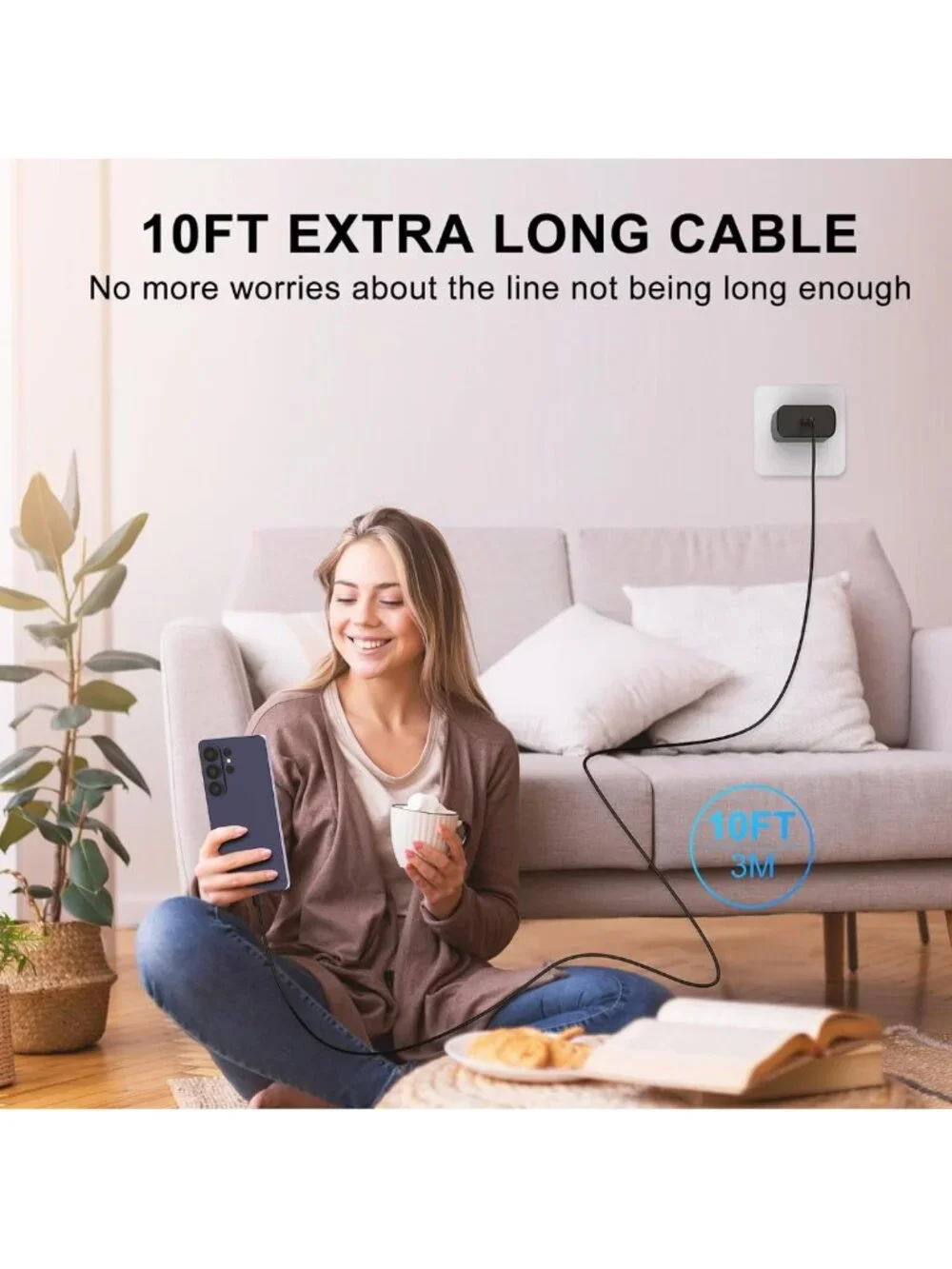 60W Fast USB C Charger Block & 10FT Cable for Android Phones - Quick Charge